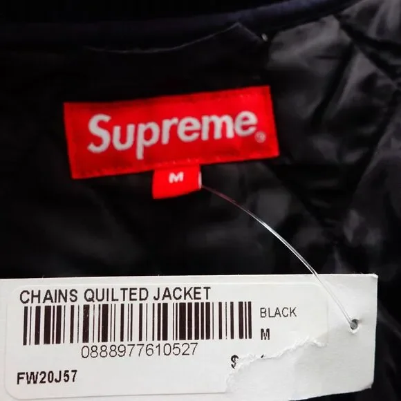 SUPREME Jacket Medium Black Gold Chain Quilted Reverse‎ Streetwear Y2K Logo NWT